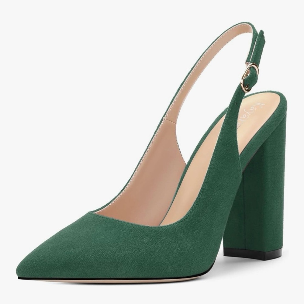 NWT Green Slingback Heels